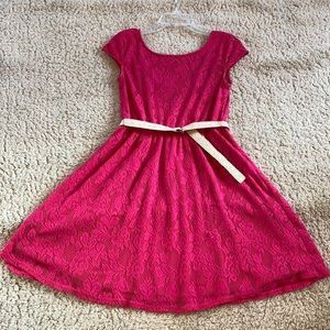 Medium Mudd pink float dress with cream belt